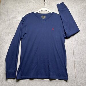 Polo Ralph Lauren Boys Long Sleeve V Neck Cotton Shirt Navy Blue Size 14 16